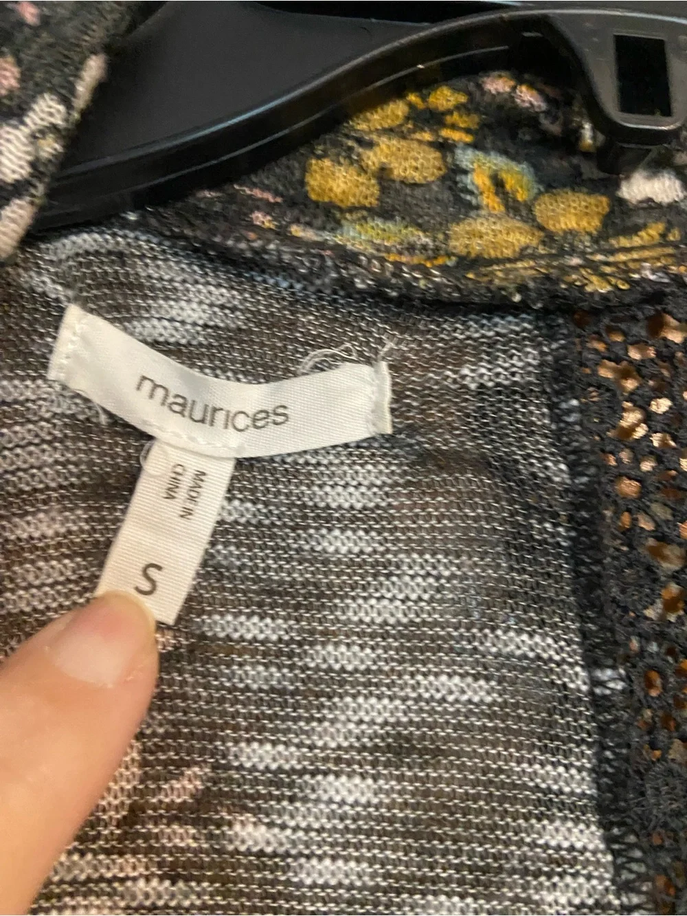Maurices Black & Mustard Floral Lace-Back Cardigan